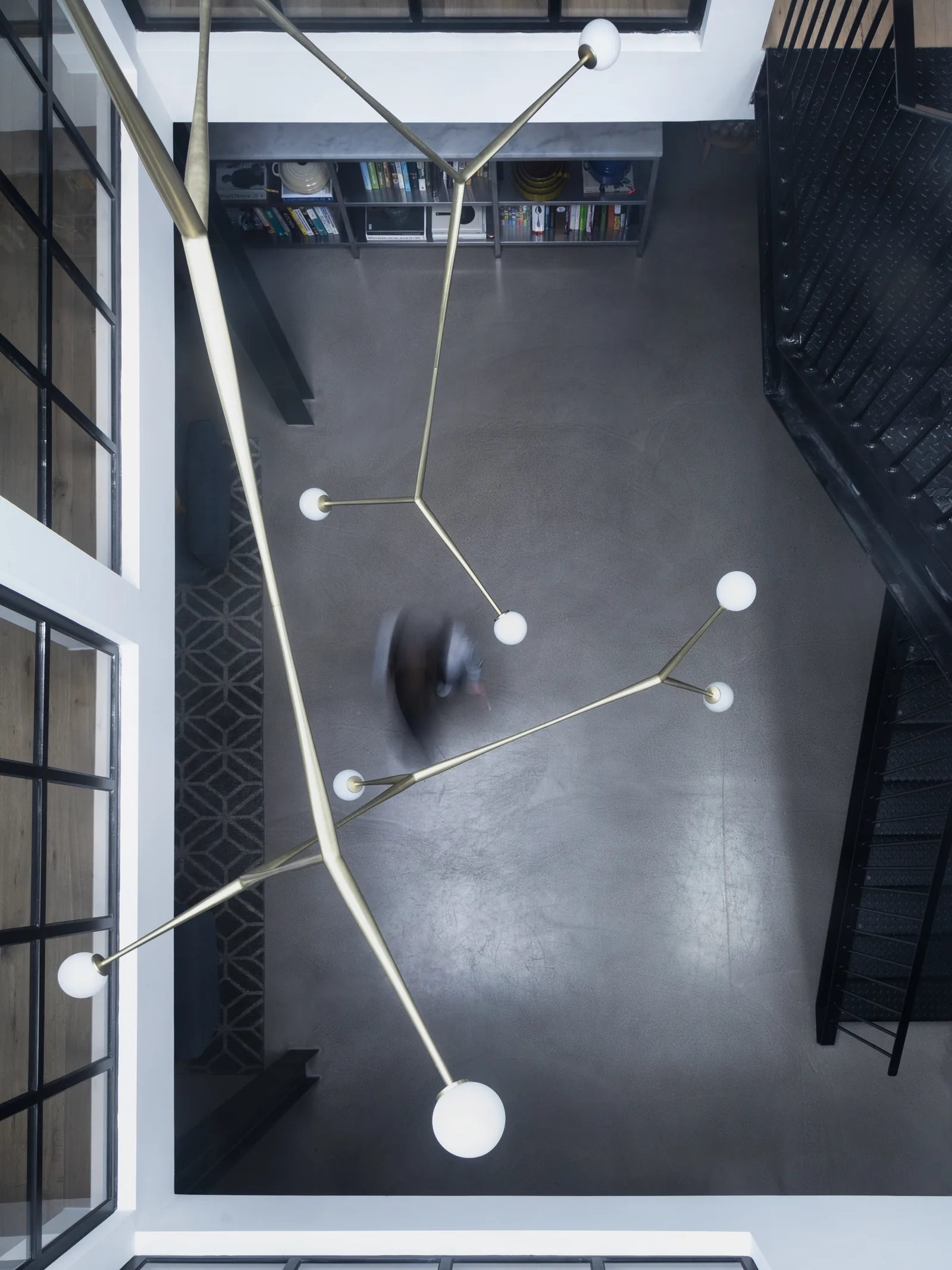 Close-up of bespoke lighting and steelwork at Florida Street